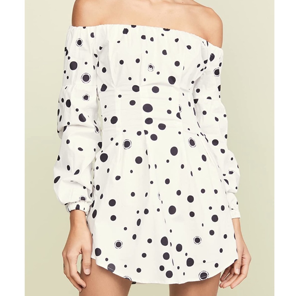 Miaou Heidi Dress. Never worn. Side zipper. Black and white polka dot. Size L.